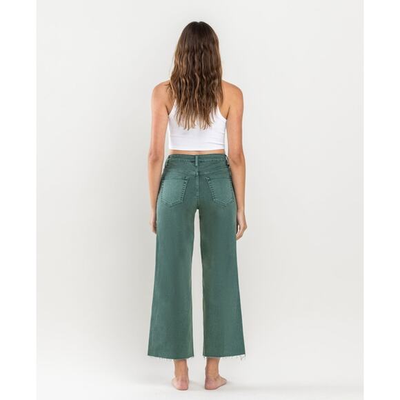 Vervet Mallard Green Size 31 High Rise Crop Wide Leg Jeans - Picture 5 of 7